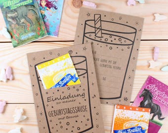 10 invitation cards for children's birthday parties, kraft paper including 10 envelopes