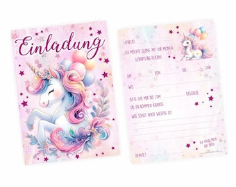 INSTANT DOWNLOAD - Invitation card unicorn pink for children's birthday invitation PDF template print digital birthday invitation