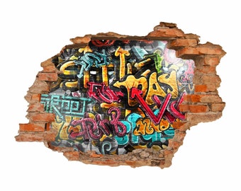 149 Wall tattoo graffiti colorful - hole in the wall - in 6 sizes - children's room youth room mural wall decoration teenager