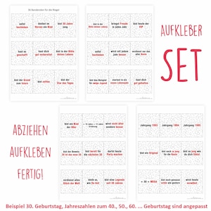 May include: A set of 36 red and black patterned birthday party favor stickers with various phrases and sayings. The stickers are designed for a 30th birthday, but the numbers can be adjusted for other ages. The stickers say things like "You are a legend since 30 years", "You are the reason to celebrate", "You are timeless", and "You are the star of the day".