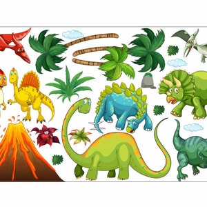 017 Wall decal dinosaur T-Rex volcano nikima in 6 different versions. sizes image 1