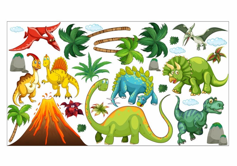 017 Wall decal dinosaur T-Rex volcano nikima in 6 different versions. sizes image 1