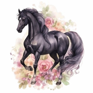 245 wall tattoo horse black in 4 different versions. Sizes wall decoration children's room image 1
