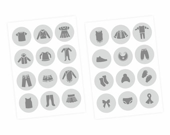 Möbelaufkleber Ordnungssticker für Kleidung grau/ grau