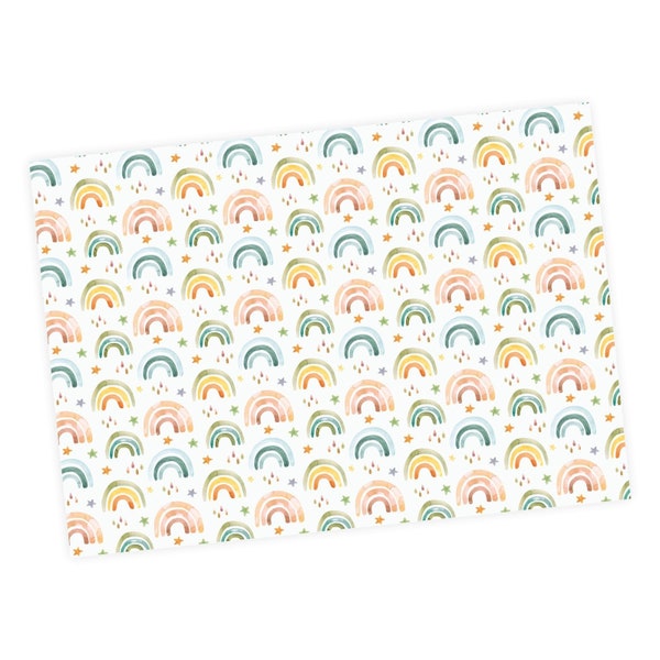 5 Bögen Geschenkpapier Regenbogen - 1,60Euro/qm- 84,1 x 59,4 cm Rainbow Sterne Stars