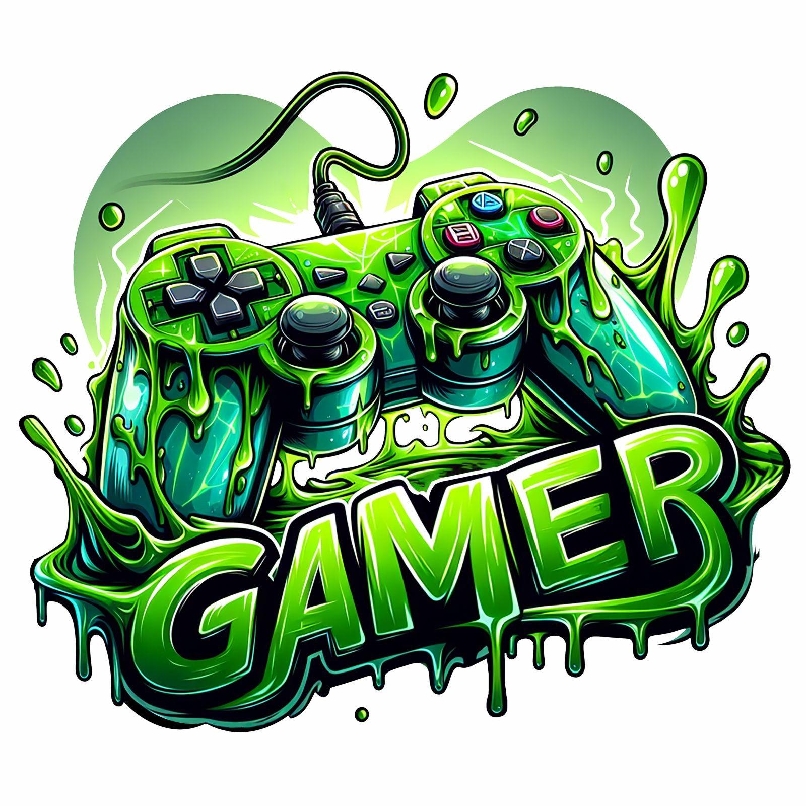 259 Wall sticker gamer game console controller green in 4 different sizes gaming children's room teenager