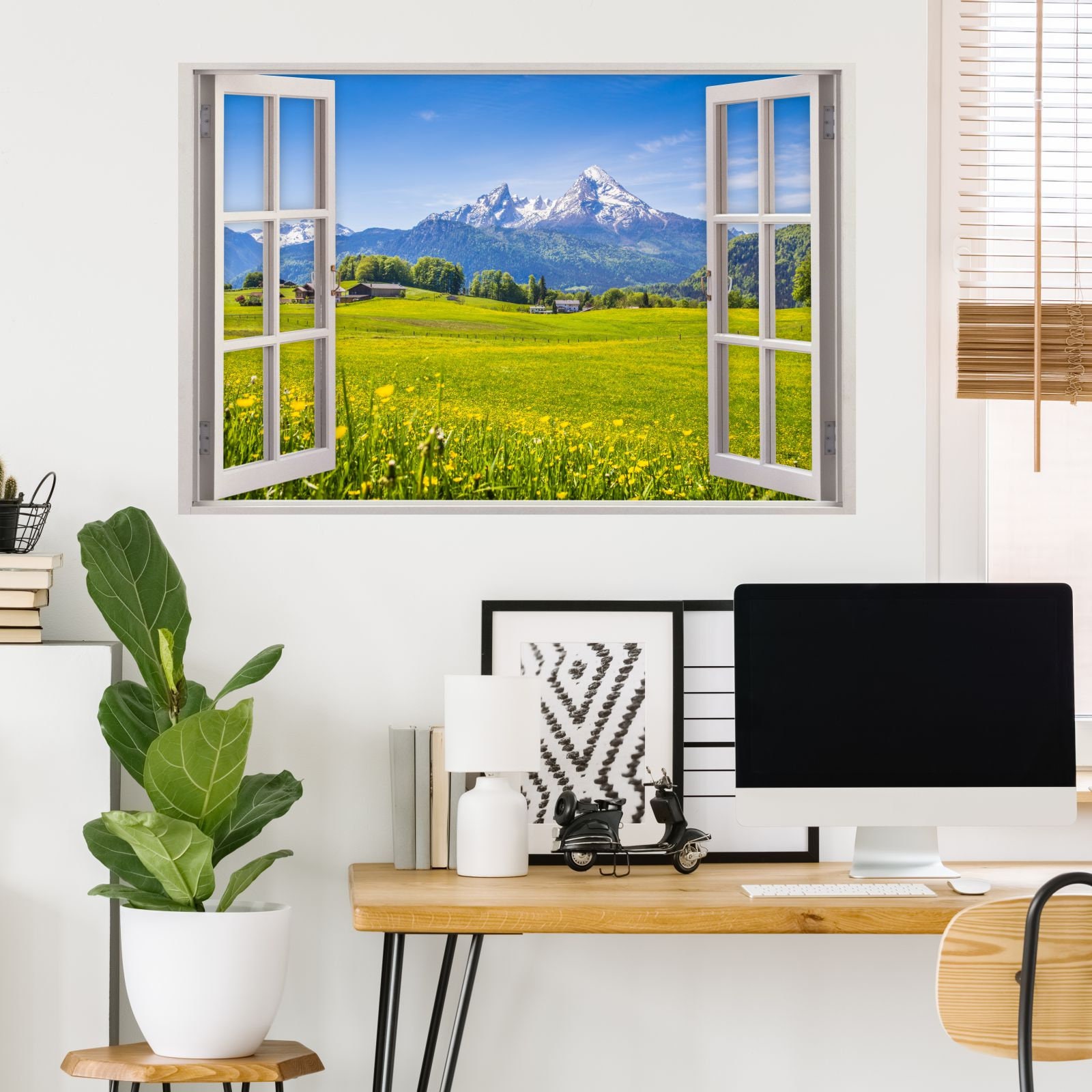 151 Wandtattoo Fenster Alpen Berge Landhaus Wandbild