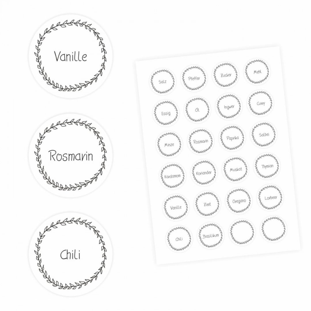 24 Gewürzetiketten – Hellbraun, Rund Ø 4 Cm, Aus PVC-Folie, Wasserfest & Permanent Haftend, Für Glas, Metall & Kunststoff