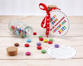 5 pendants &quot;Thank you for the wonderful, colorful time!&quot; Kindergarten daycare farewell gift for educators