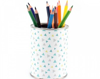 Pot à crayons triangles turquoise avec 12 crayons de couleur triangulaires| Trousse à crayons pour enfants porte-stylo organisateur de bureau filles