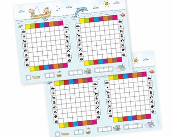 2er Set A5 Spielblock Schiffe versenken JUNIOR/ KIDS Reisespiel Flottenmanöver