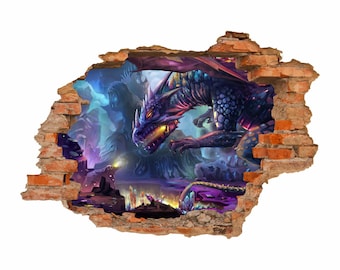 097 Wall decal dragon fantasy - hole in the wall
