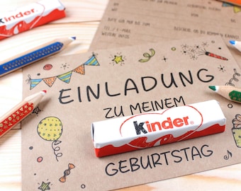 DESCARGA INSTANTÁNEA - Tarjetas de invitación para cumpleaños infantiles Kinderriegel