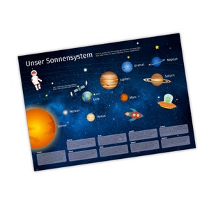 Kinder Lernposter Weltall A3/ A2/ A1  in 3 verschiedenen Größen Plakat Planeten Mars Erde Venus Merkur Jupiter