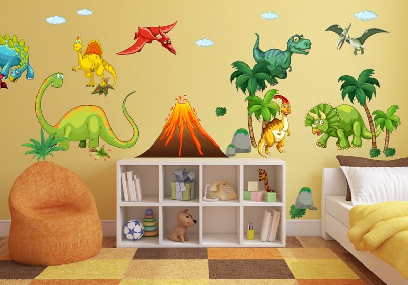 017 Wall decal dinosaur T-Rex volcano nikima in 6 different versions. sizes image 2
