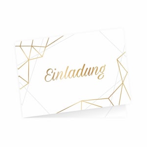 10 linhas de cartões de convite dobráveis douradas, incluindo 10 envelopes brancos