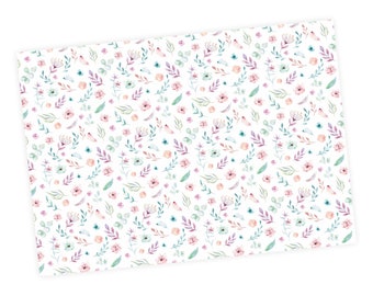 5 sheets gift wrapping paper flowers/feathers pastel watercolor - 1.60€/sqm- 84.1 x 59.4 cm