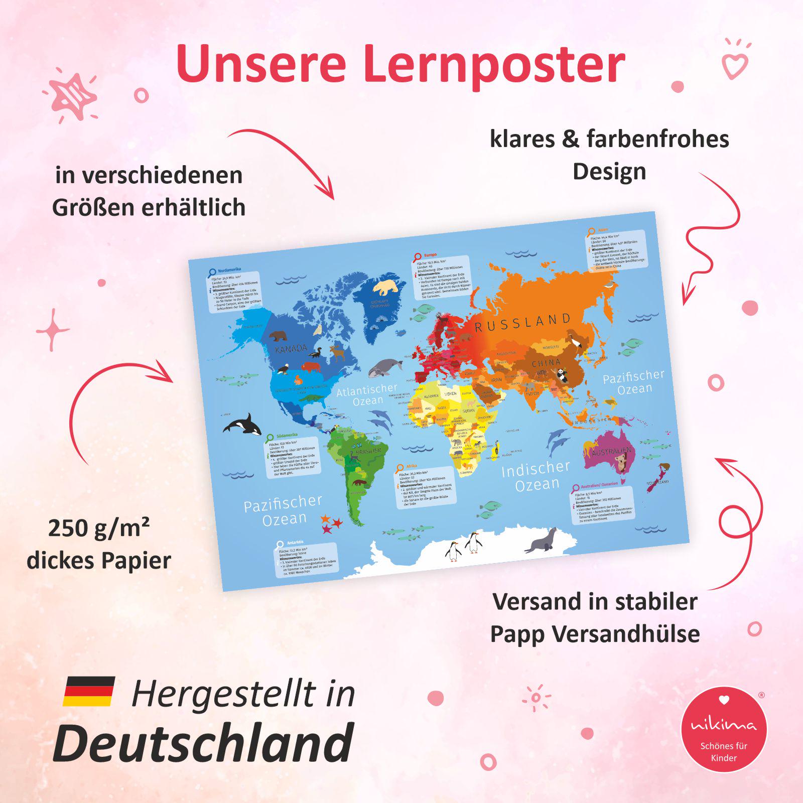 Kinderzimmer Deko Bildung Weltkarte \u0026 USA-Karte Poster Set - Laminierte  Lernkarten 36x50cm Für Kinder Kinder Weltkarte Laminiert, image size:1600x1600