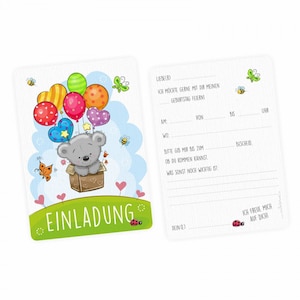 10 cartons d'invitation ballons peluche dont 10 enveloppes transparentes