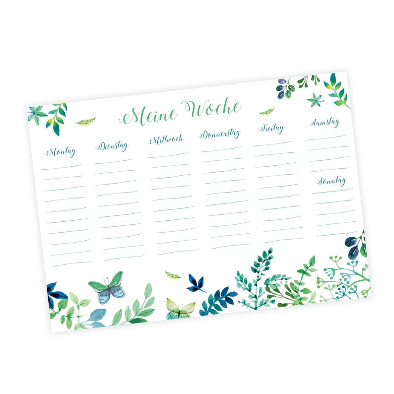 A5 weekly planner block floral appointment planner green blue 50 sheets nikima image 1