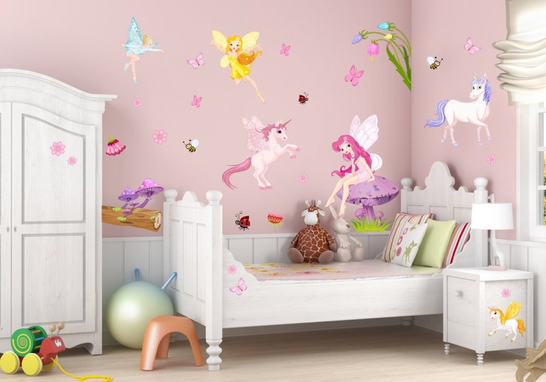 010 Wall decal elf magic mushroom unicorn fairy nikima in 6 different versions. sizes image 2