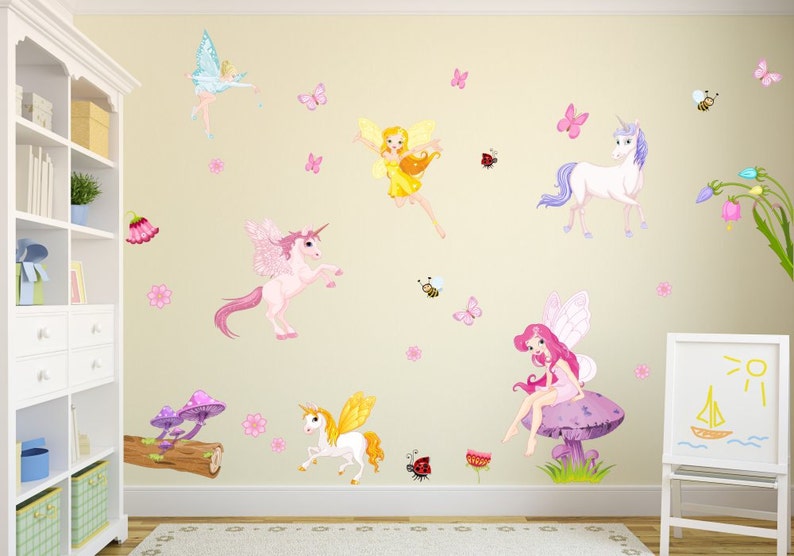 010 Wall decal elf magic mushroom unicorn fairy nikima in 6 different versions. sizes image 3