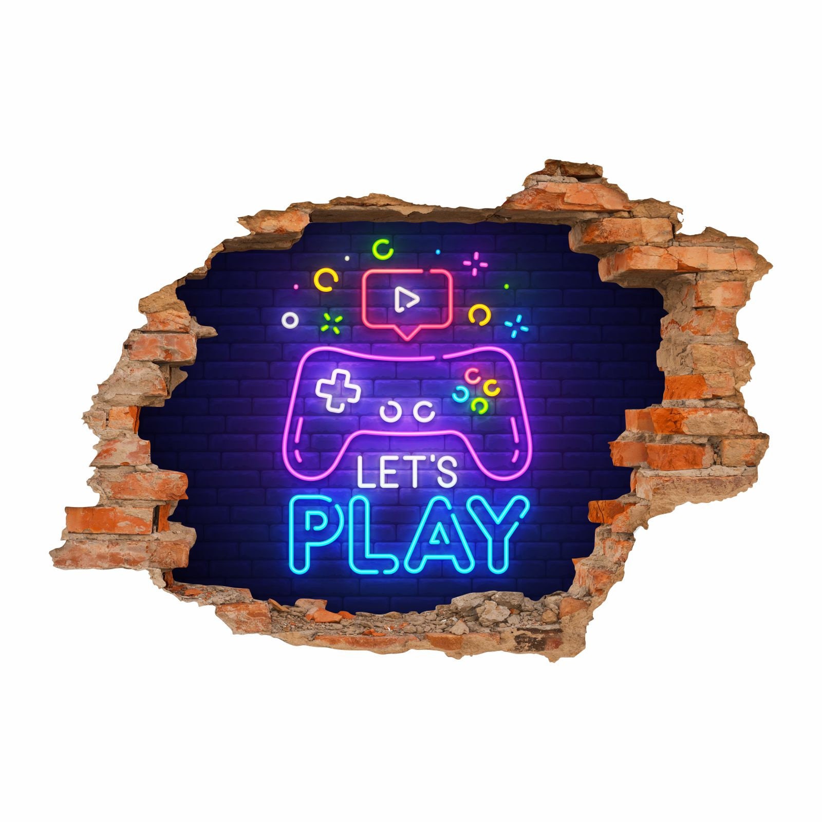171 Wall Tattoo Lets Play Hole In The Wall In 6 Sizes Computer Etsy