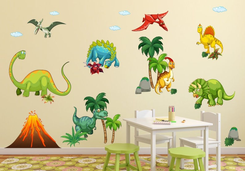 017 Wall decal dinosaur T-Rex volcano nikima in 6 different versions. sizes image 4