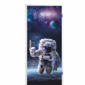 immagine autoadesiva per porta - astronauta 0,9 x 2 m (16,66 Euro/m2) - carta da parati per porta poster per porta pellicola adesiva pellicola decorativa