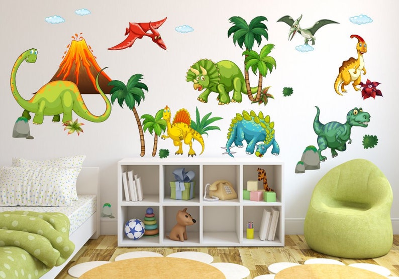 017 Wall decal dinosaur T-Rex volcano nikima in 6 different versions. sizes image 3