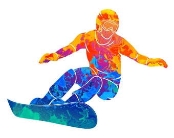 185 Wandtattoo Snowboarder bunt