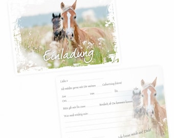 10 invitation cards horses wide frame including 10 transparent envelopes