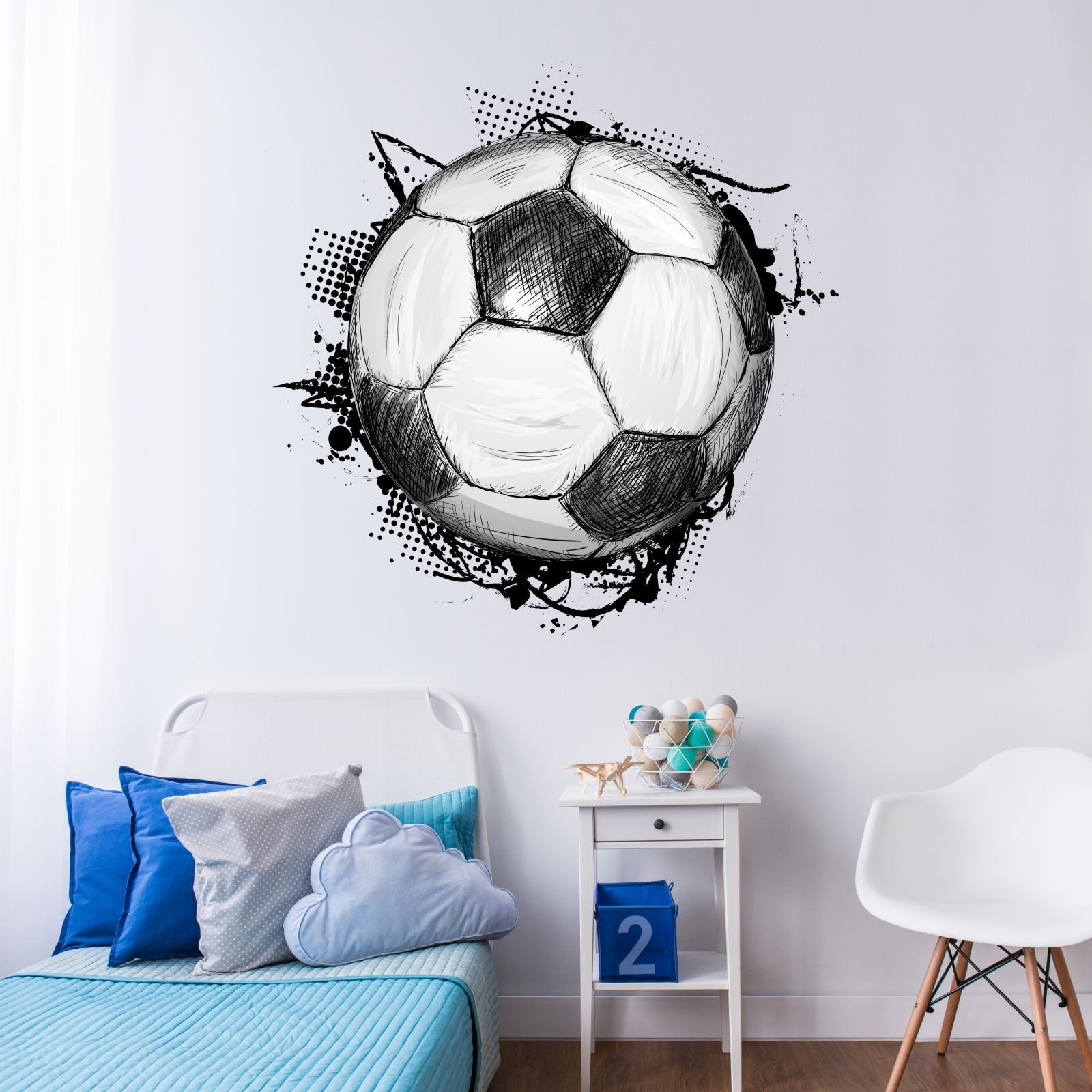 109 Wall Decal Football Soccer Play Ball Drawing Sticker Sticker 6 Sizes  nikima - Etsy