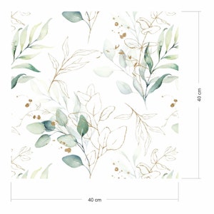 May include: A seamless pattern featuring delicate watercolor leaves in shades of green and gold on a white background. The leaves are arranged in a repeating pattern, creating a subtle and elegant design. The pattern is perfect for adding a touch of nature to any project.