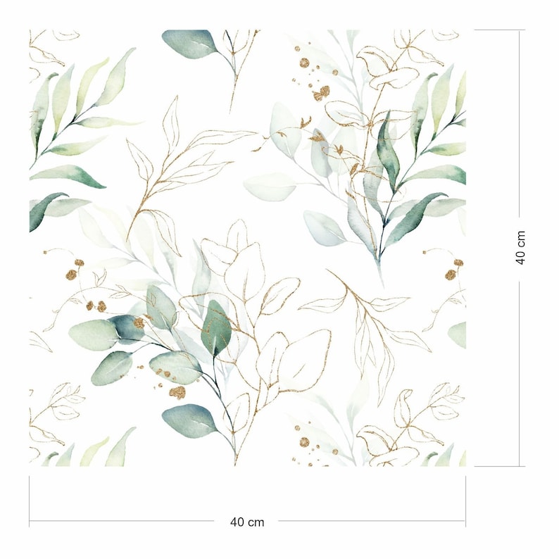 May include: A seamless pattern featuring delicate watercolor leaves in shades of green and gold on a white background. The leaves are arranged in a repeating pattern, creating a subtle and elegant design. The pattern is perfect for adding a touch of nature to any project.