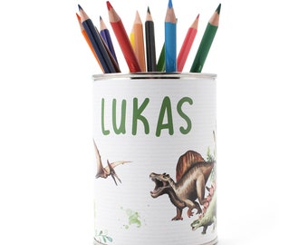 personalized pen cup dinosaur with name - WITHOUT PENS - pen quiver pen holder