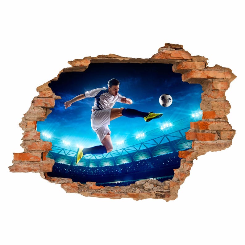 032 Wall decal footballer hole in the wall image 1