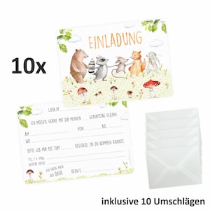 10 cartes d'invitation Amis dans le pré comprenant 10 enveloppes transparentes invitation anniversaire enfant fille garçon