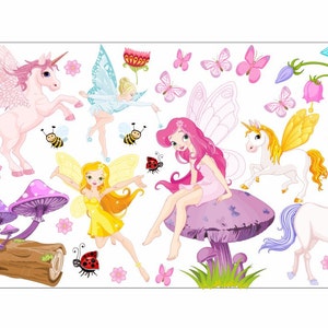 010 Wall decal elf magic mushroom unicorn fairy nikima in 6 different versions. sizes image 1