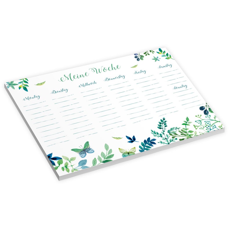 A5 weekly planner block floral appointment planner green blue 50 sheets nikima image 2