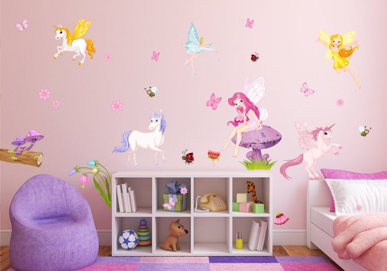 010 Wall decal elf magic mushroom unicorn fairy nikima in 6 different versions. sizes image 4