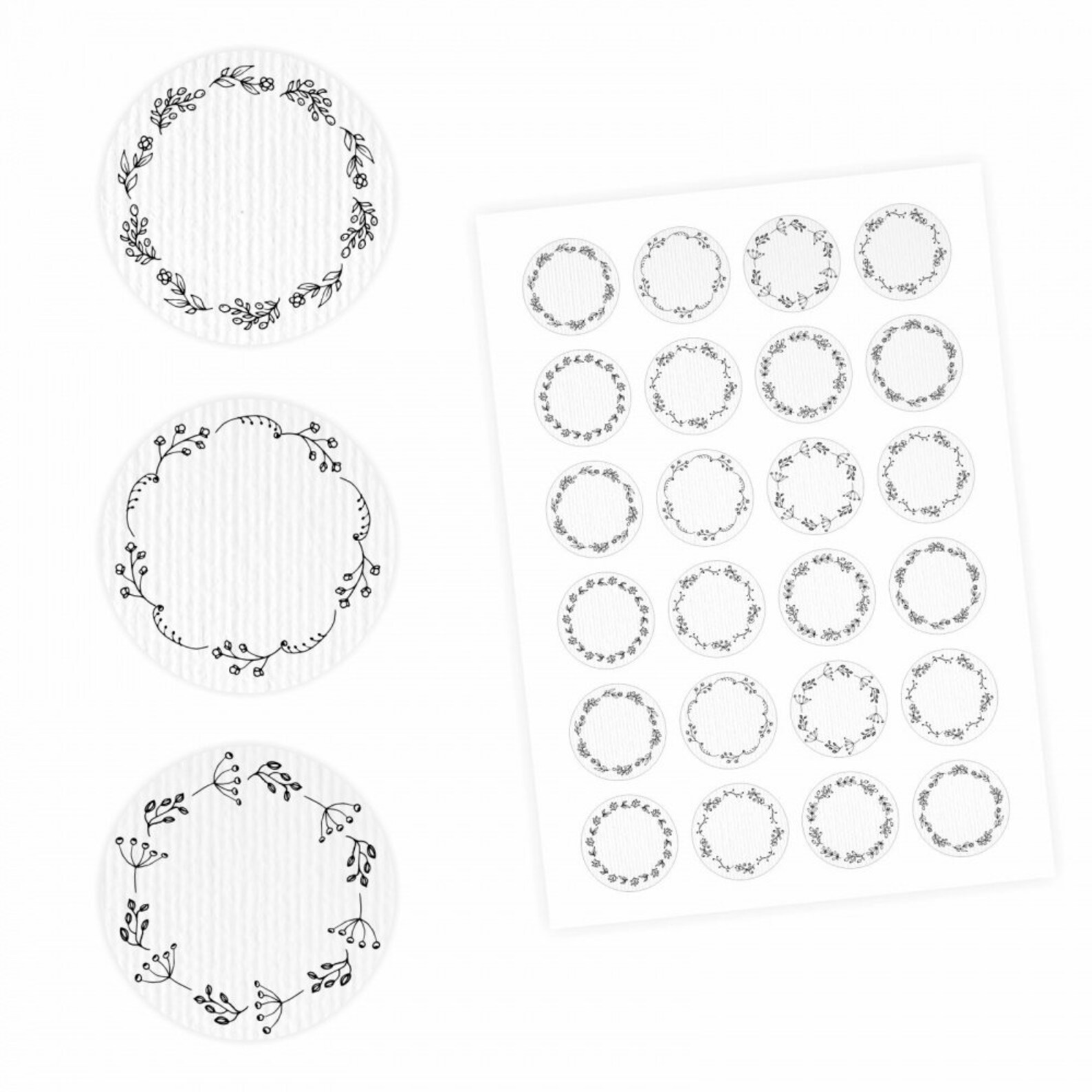 24 Universaletiketten Blumenranke weiß rund 4 cm Ø Etsy