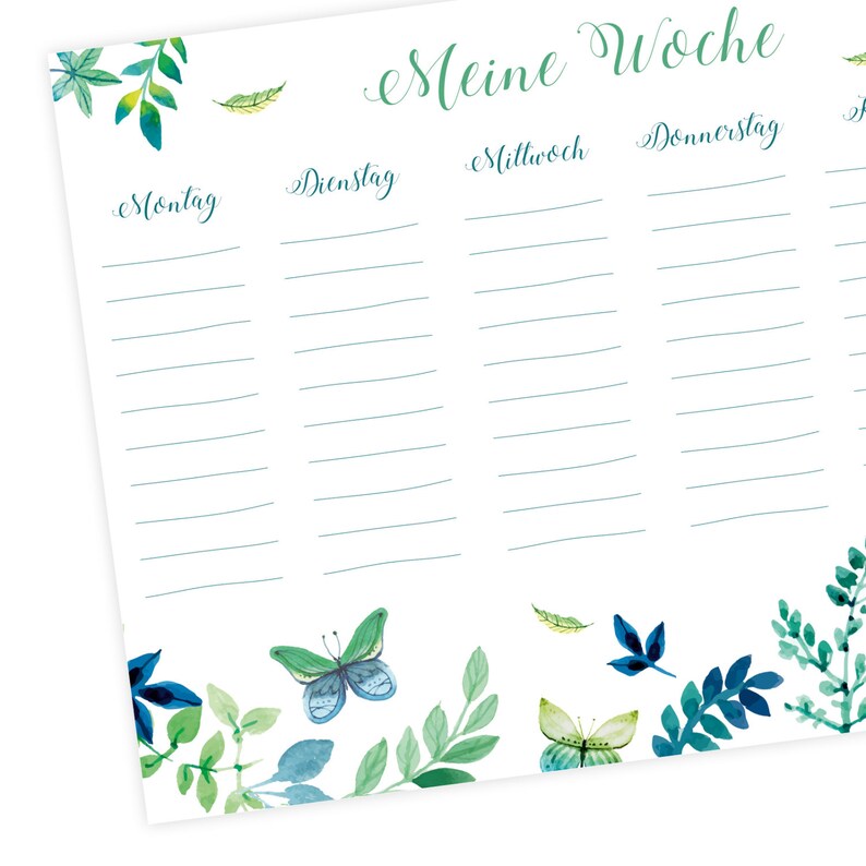 A5 weekly planner block floral appointment planner green blue 50 sheets nikima image 3