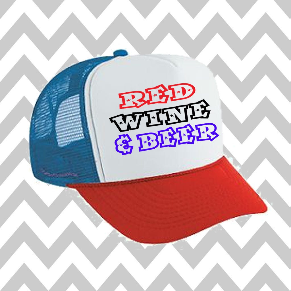 Red Wine and Beer Trucker Hat Snapback Hat Custom Trucker Hat | Etsy