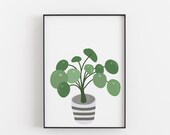Pilea Houseplant Wall Art, Plant Print, Plant Wall Art, Wall Print, Printed Art, Modern Wall Art A5, A4, A3