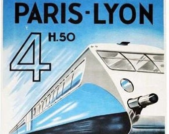 Vintage Paris Lyon Express Train Railway Poster A3 Print