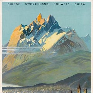 Vintage Mount Pilatus Switzerland Tourism Poster A3 Print