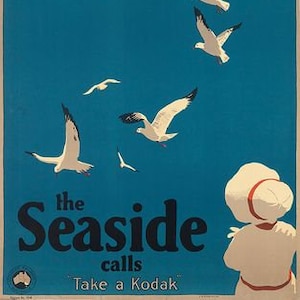 Vintage Kodak The Seaside Calls Advertisement Poster A3 Print