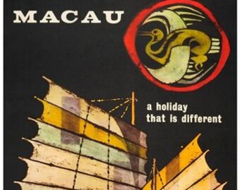 Vintage Macau Tourism Poster Print A3//A4