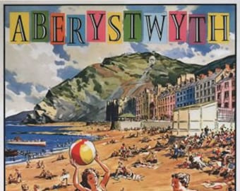 Vintage British Railways Aberystwyth Wales Railway Poster A3/A2/A1 Print